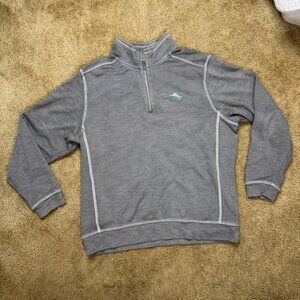 Tommy Bahama Men’s 1/4 Zip Pullover Sweater Gray Size L Lightweight